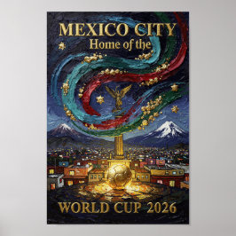Mexico City Fotbollskonst 2026 Stadium City Poster