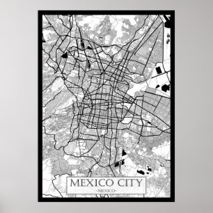 Mexico City Mexiko Karta Poster