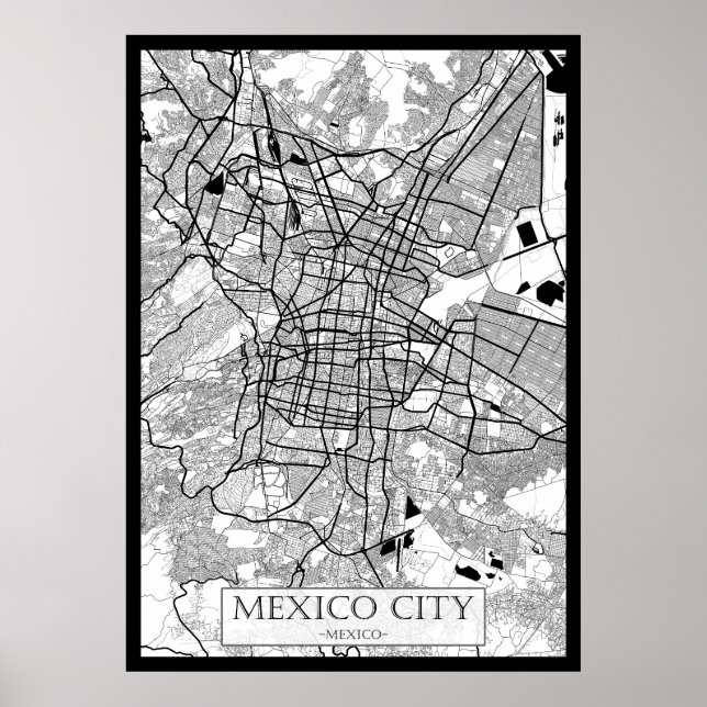 Mexico City Mexiko Karta Poster (Framsidan)