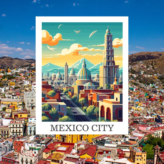 Mexico City, Mexiko: Resa Vintage Vykort (Mexico City Travel Postcard)