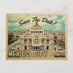 Mexico City Save Date Palacio de Bellas Artes Meddelande Vykort