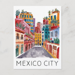 Mexico City-vattenfärg Vykort