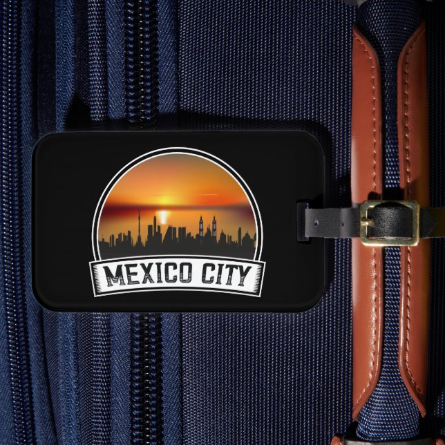 Mexico City Vintage Sunset Cityscape Bagagebricka (Framsida Insitu 4)