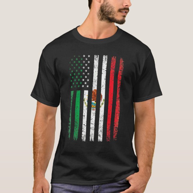 Mexico Flag  4th Of July USA American Mexican Flag T Shirt (Framsida)
