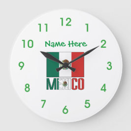 Mexico Flag Personalized Round  Stor Klocka