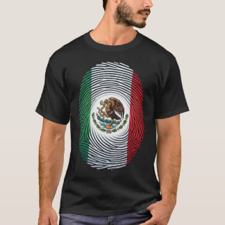 Mexico Flagga Fingeravtryck med Statsvapen T-Shirt