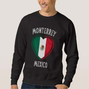 Mexico Flagga Heart Monterrey City Lång Ärmad Tröja