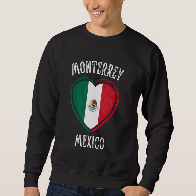 Mexico Flagga Heart Monterrey City Lång Ärmad Tröja (Framsida)