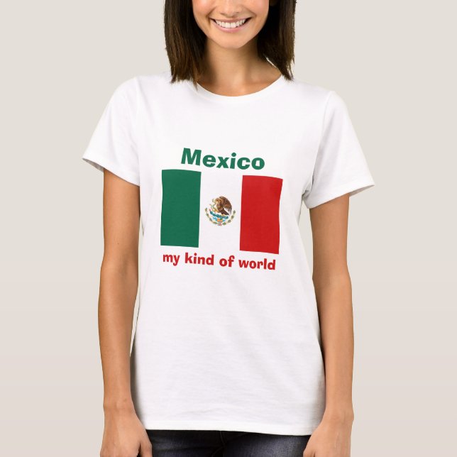 Mexico Flagga + Karta + Text T-Shirt (Framsida)