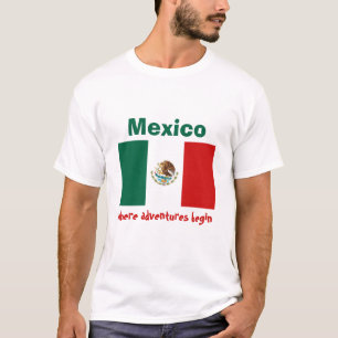 Mexico Flagga + Karta + Text T-Shirt