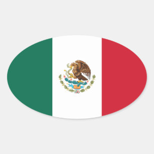Mexico Flagga Oval Sticker Ovalt Klistermärke