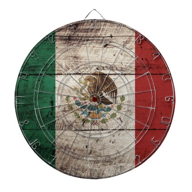 Mexico flagga på gammalt Wood korn Darttavla (Framsidan)