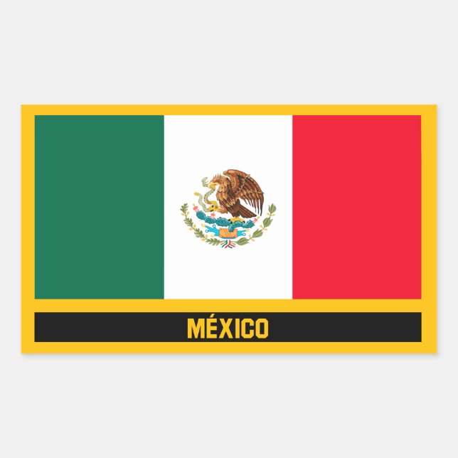 México Flagga Rektangulärt Klistermärke (Framsida)