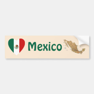 Mexico flaggahjärta + Kartabildekal Bildekal