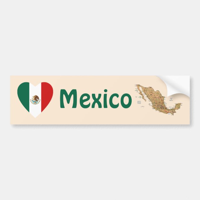 Mexico flaggahjärta + Kartabildekal Bildekal (Framsidan)