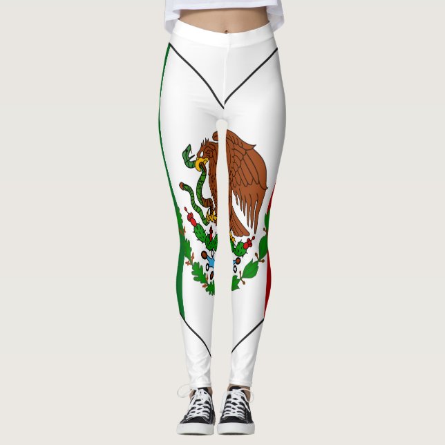 Mexico flaggahjärta leggings (Framsida)