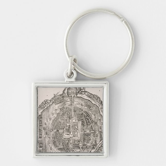 Mexico för erövringen fyrkantig silverfärgad nyckelring (Framsidan)