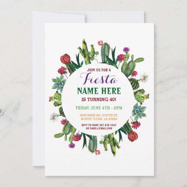 Mexico för kaktus för Fiestafödelsedagkaktus Inbjudningar (Framsida)
