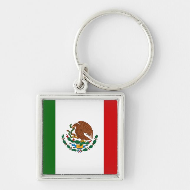 Mexico Fyrkantig Silverfärgad Nyckelring (Framsidan)