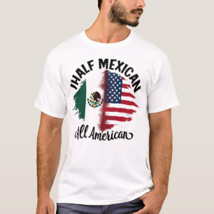 mexico halv mexican american flagga Kvinnor i mana T Shirt