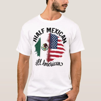 mexico halv mexican american flagga Kvinnor i mana T Shirt