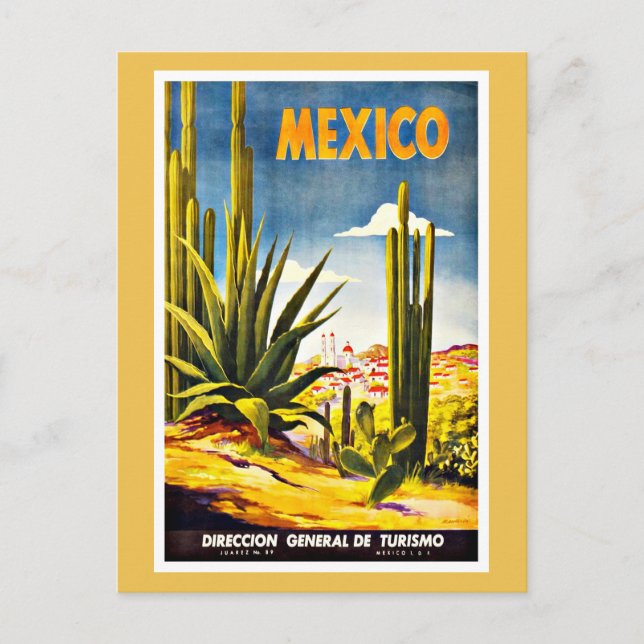 Mexico kaktusvintage resor vykort (Framsida)