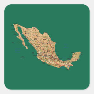 Mexico kartaklistermärke fyrkantigt klistermärke