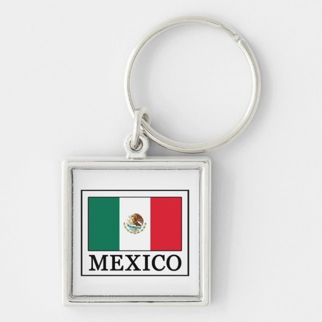 Mexico keychain fyrkantig silverfärgad nyckelring (Framsidan)