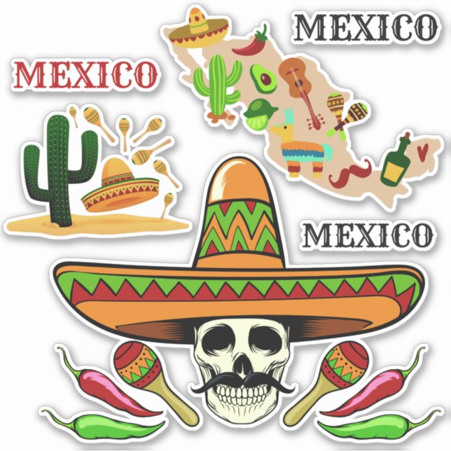 MEXICO-klistermärken Klistermärken (Framsida)