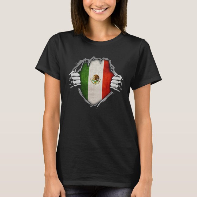 Mexico Patriotic Mexican National Flag T Shirt (Framsida)
