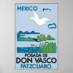 Mexico Po sada De Don Vasco Patzcuaro, Vintage Poster