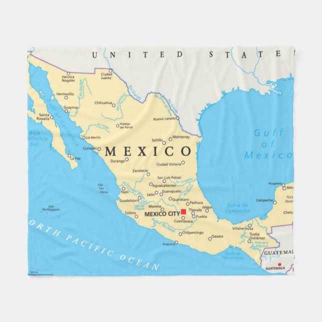 Mexico politisk karta fleecefilt (Framsidan (Horisontell))