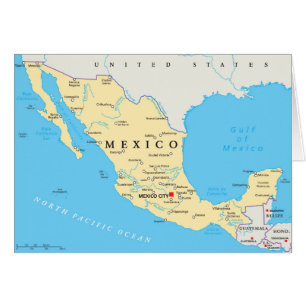 Mexico politisk karta hälsningskort