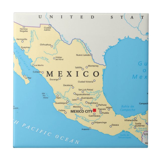 Mexico politisk karta kakelplatta (Framsidan)