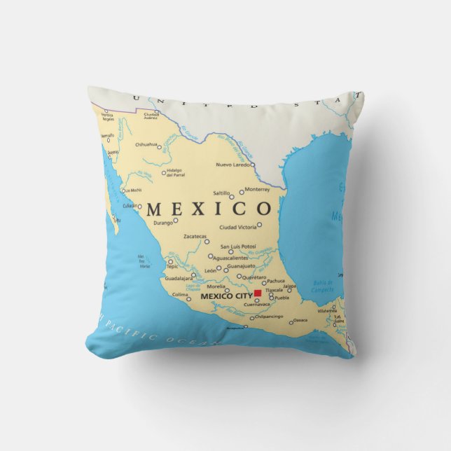 Mexico politisk karta kudde (Framsida)