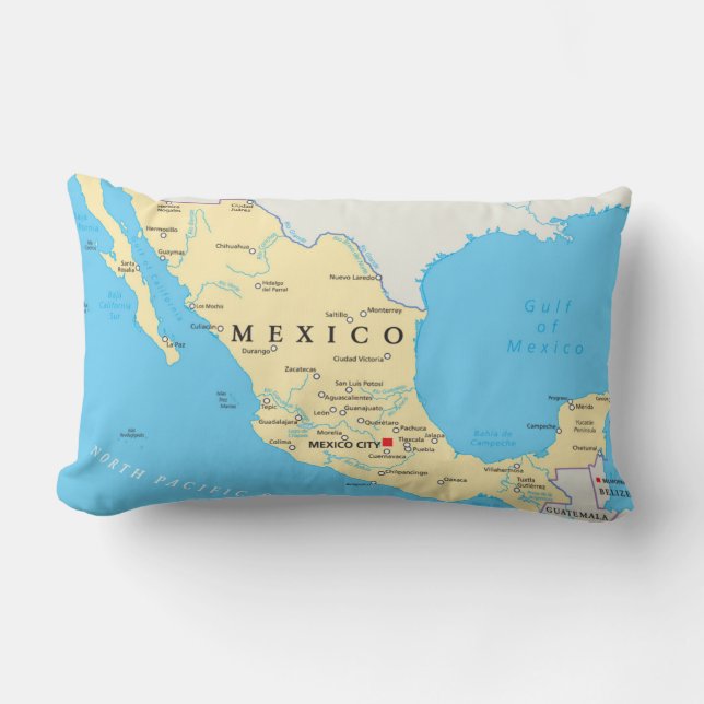 Mexico politisk karta lumbarkudde (Framsida)