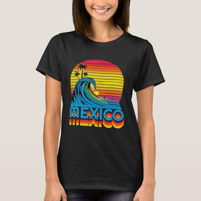 Mexico Retro Throwback Surf & Mexican Beach Souven T Shirt (Framsida)