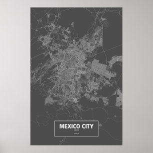 Mexico - stad, Mexico (vit på svart) Poster