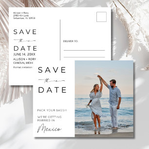 Mexico Strand Bröllop Save the Date Vykort
