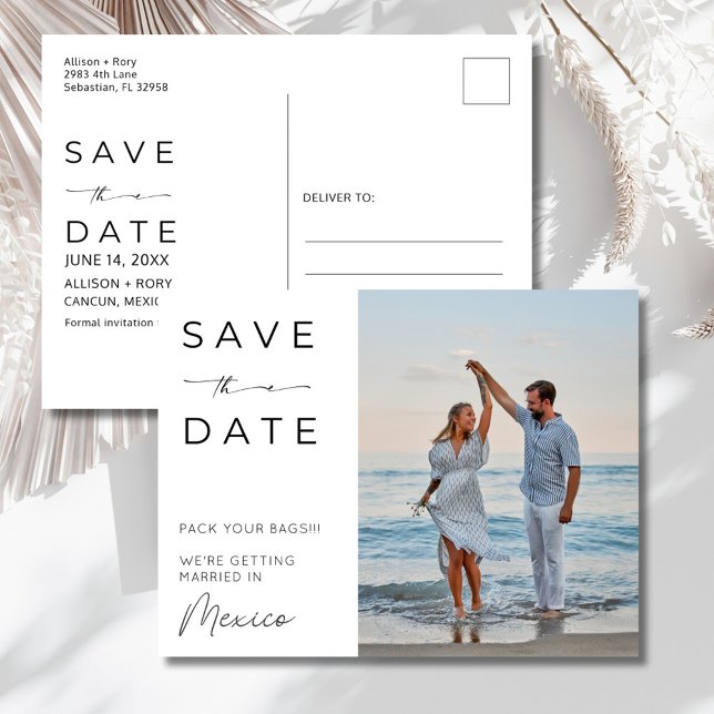 Mexico Strand Bröllop Save the Date Vykort (Mexico Beach Destination Wedding Save the Date Postcard)