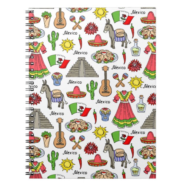 Mexico | symbolmönster anteckningsbok med spiral (Framsidan)