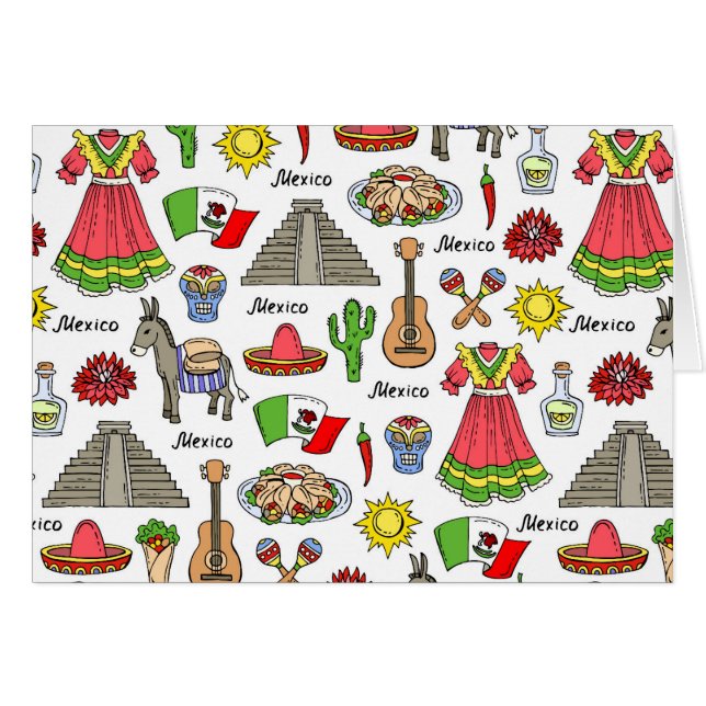 Mexico | symbolmönster hälsningskort (Framsidan Horizontal)