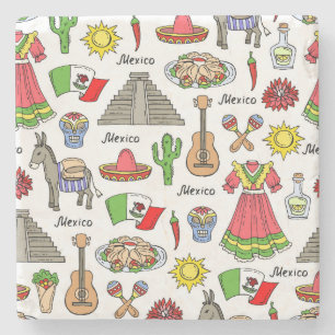 Mexico symbolmönster underlägg sten