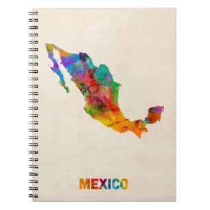 Mexico vattenfärgkarta anteckningsbok med spiral