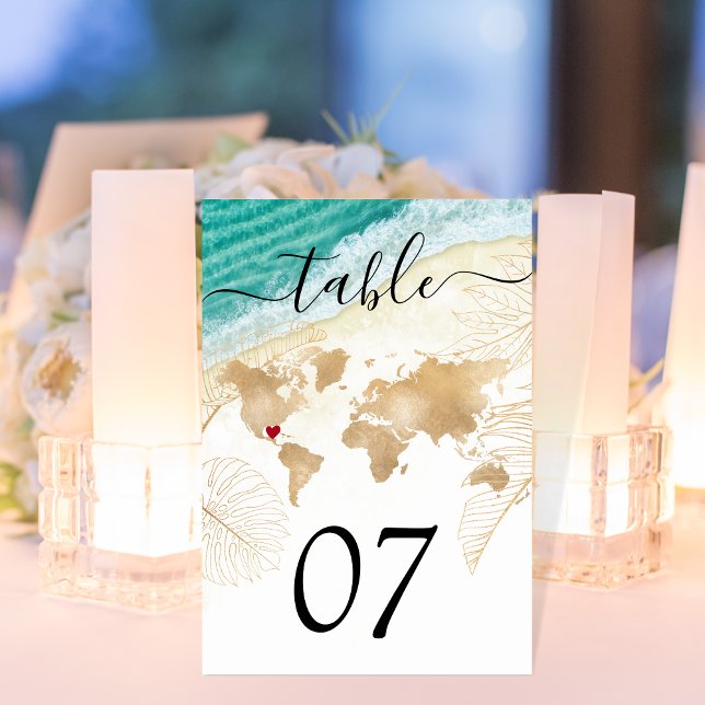 Mexico Wedding Destination Passport World Map  Inv Bordsnummer (Skapare uppladdad)
