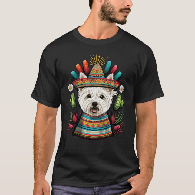 Mexico Westie Sombrero Mexican West Highland White T Shirt (Framsida)