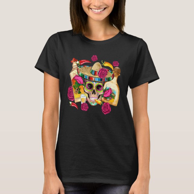 Mexico Wine Tequila Cinco De Mayo T Shirt (Framsida)