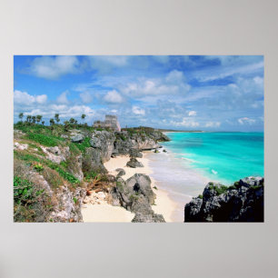 Mexico Yucatan, peninsula, fördärvar av Tulum, Poster