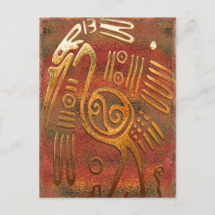 Mexiicano Guld Chrome Tribal Art Vykort