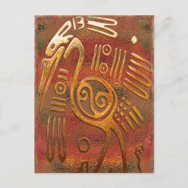 Mexiicano Guld Chrome Tribal Art Vykort (Framsida)